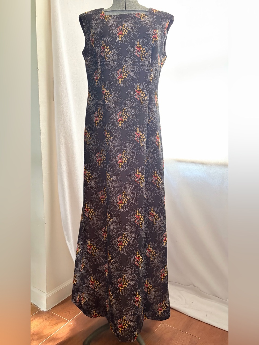 Vtg 60s 70s Berkshire floral fireworks maxi dress & matching jacket set
